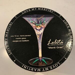 Lolita “Mardi Gras” Martini Glass NIB